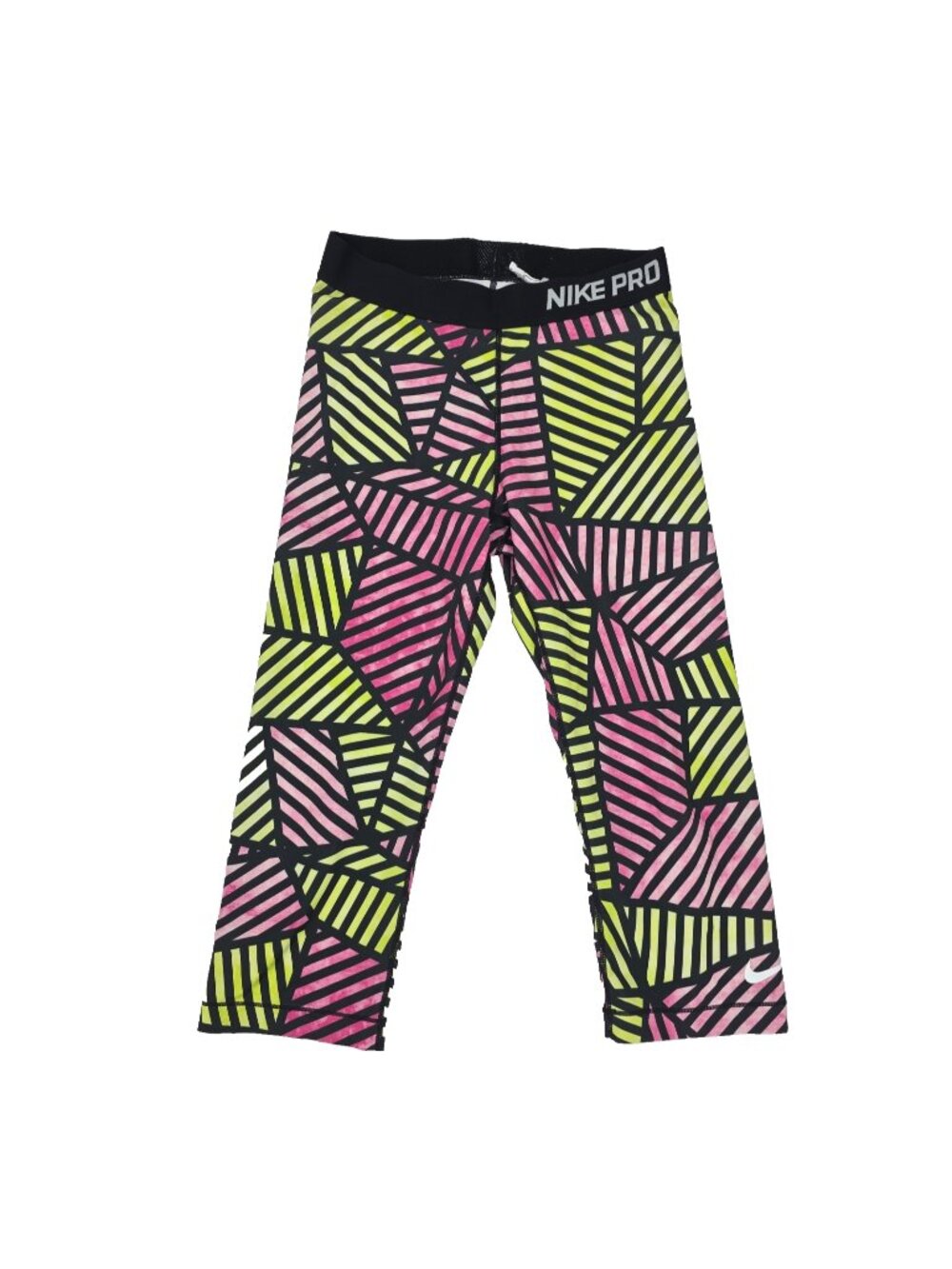 Nike Pro Compression Leggings Womens Medium Pink Capri Active Dri-Fit Geometric